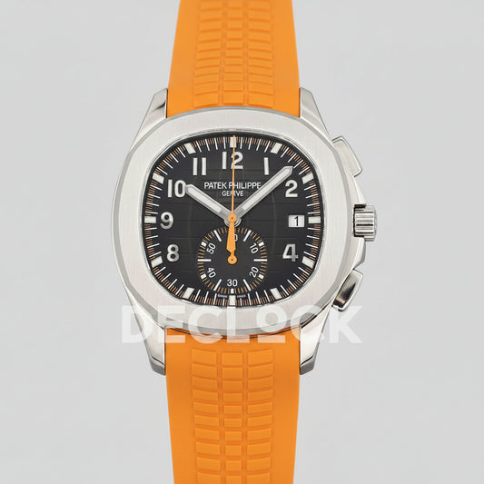 Replica Pattek Philippe Aquanaut 5968 SS Gray Dial on Orange Rubber Strap | Declock.