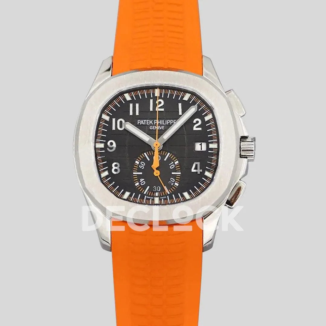 Replica Pattek Philippe Aquanaut 5968 SS Gray Dial on Orange Rubber Strap