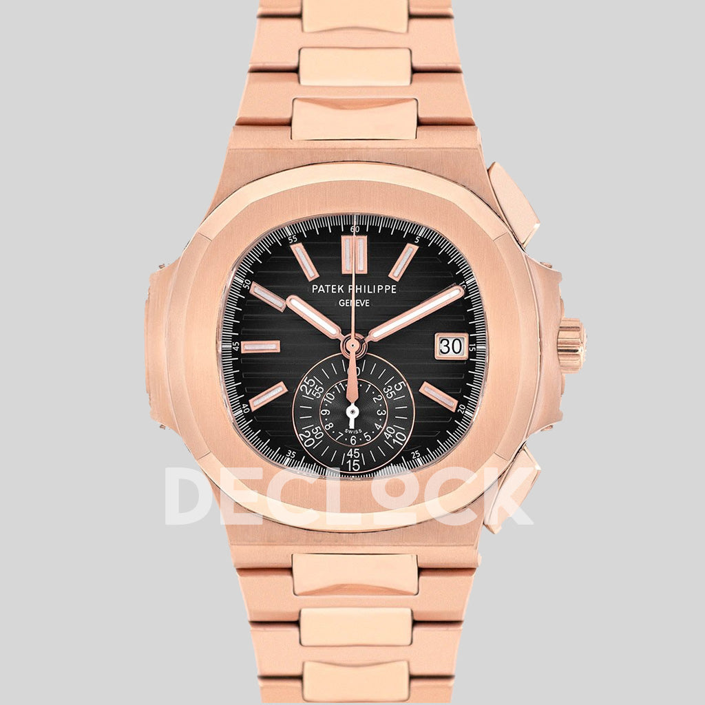 Patek Philippe Nautilus 5980 Rose Gold Black Dial Replica Watch
