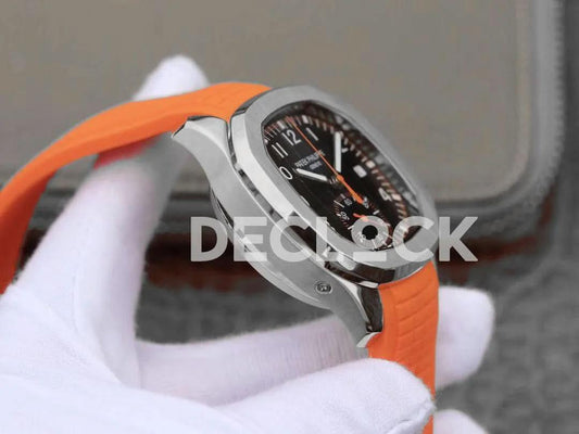 Replica Pattek Philippe Aquanaut 5968 SS Gray Dial on Orange Rubber Strap | Declock.
