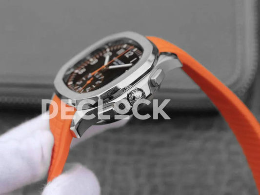 Replica Pattek Philippe Aquanaut 5968 SS Gray Dial on Orange Rubber Strap |  Declock.