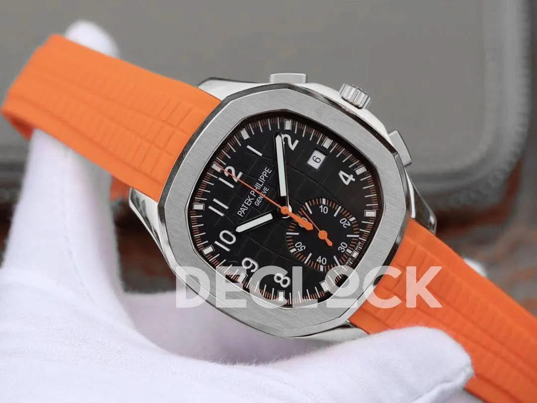 Replica Pattek Philippe Aquanaut 5968 SS Gray Dial on Orange Rubber Strap |  Declock.