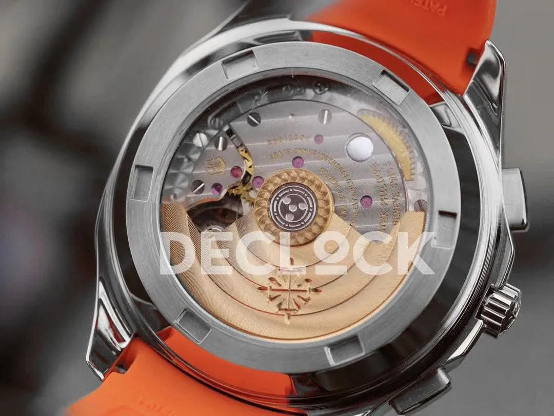 Replica Pattek Philippe Aquanaut 5968 SS Gray Dial on Orange Rubber Strap |  Declock.