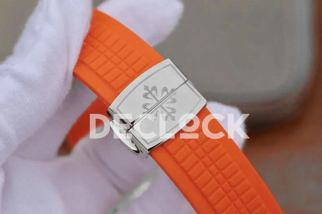 Replica Pattek Philippe Aquanaut 5968 SS Gray Dial on Orange Rubber Strap |  Declock.