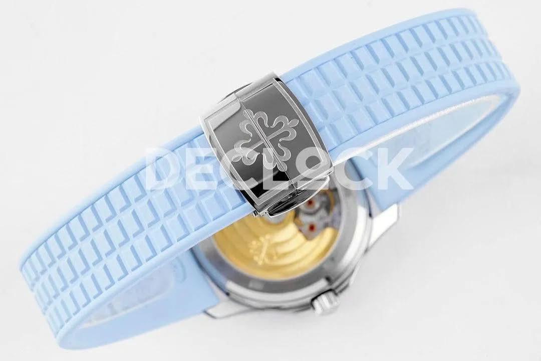 Replica Pattek Philippe Aquanaut 5068 SS Blue Textured Dial on Blue Rubber Strap |  Declock.