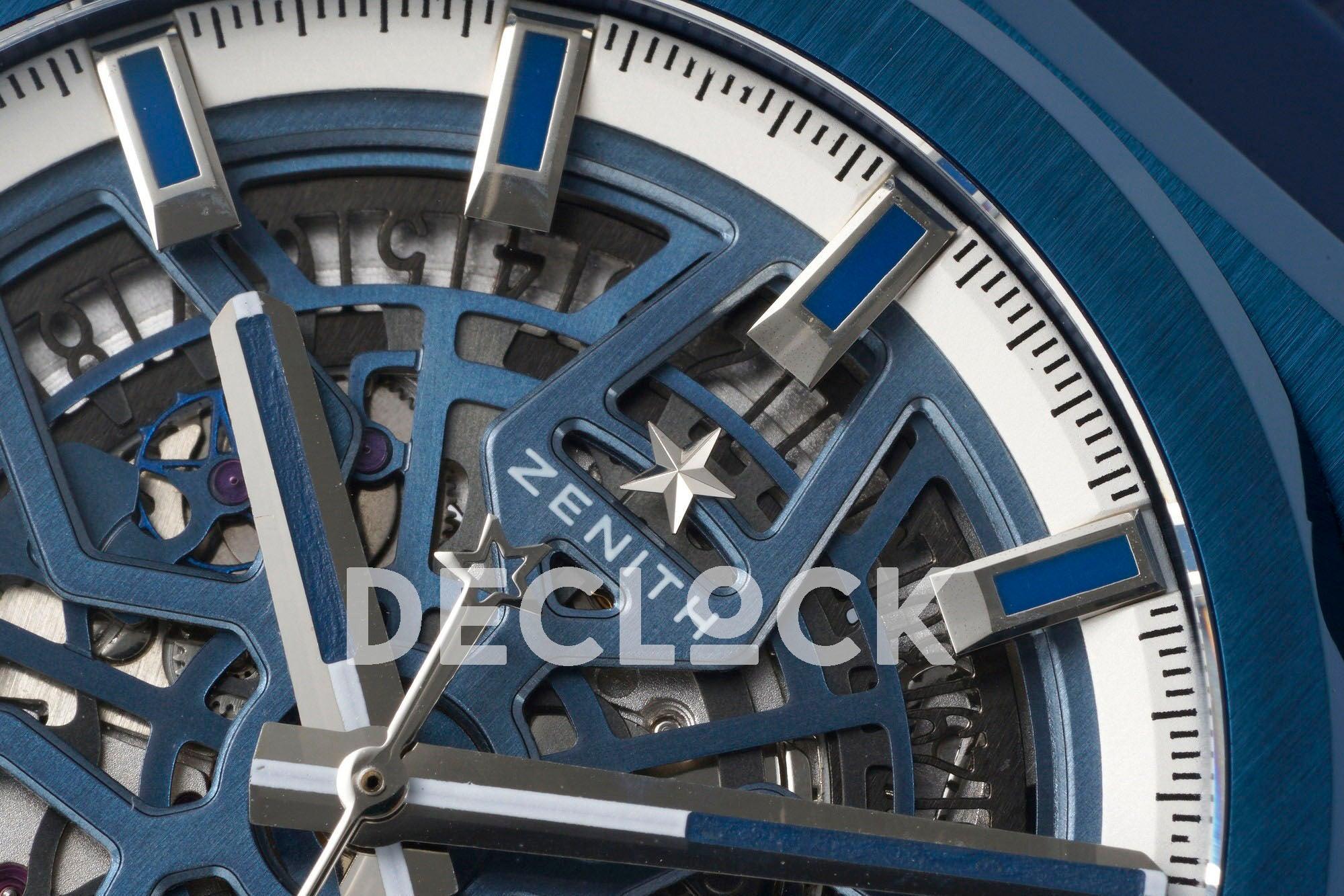 Replica Zenith Defy Classic Skeleton Blue Bezel on Blue Rubber Strap