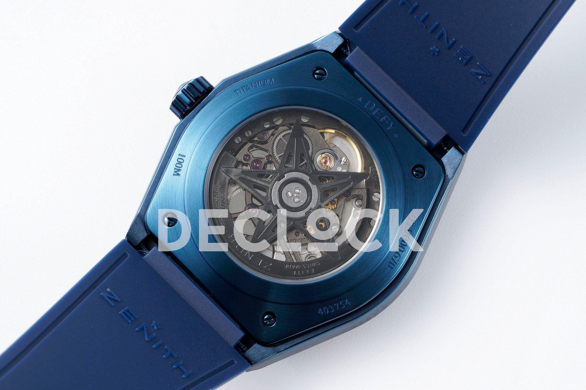 Replica Zenith Defy Classic Skeleton Blue Bezel on Blue Rubber Strap