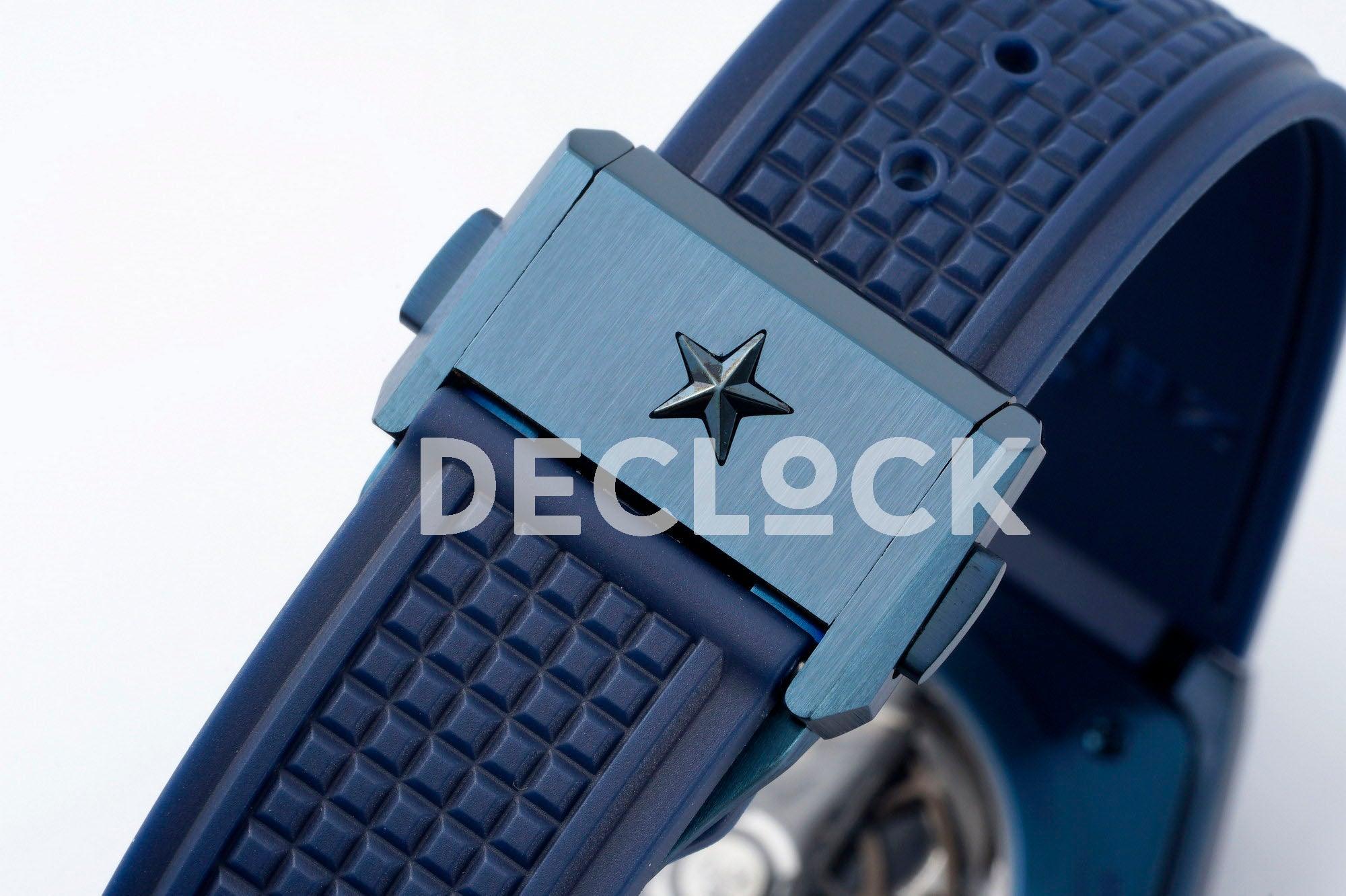 Replica Zenith Defy Classic Skeleton Blue Bezel on Blue Rubber Strap