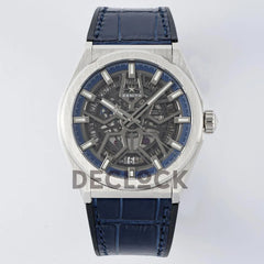 Replica Zenith Defy Classic Skeleton Blue Dial on Blue Leather Strap