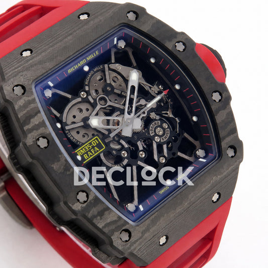 Richard Mille RM035-01 Black NTPT Skeleton Dial on Red Rubber Strap RMAL3 Super Clone (Free Sprung)
