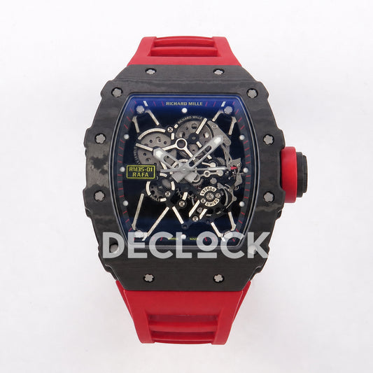 Richard Mille RM035-01 Black NTPT Skeleton Dial on Red Rubber Strap RMAL3 Super Clone (Free Sprung)