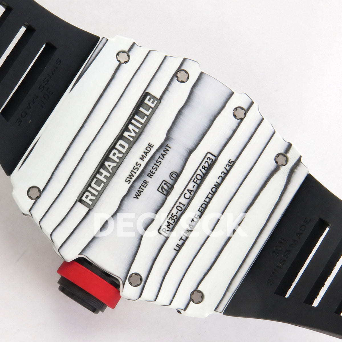 Richard Mille  RM035-01 White NTPT Skeleton Dial on Black Rubber Strap RMAL3 Super Clone Free Sprung