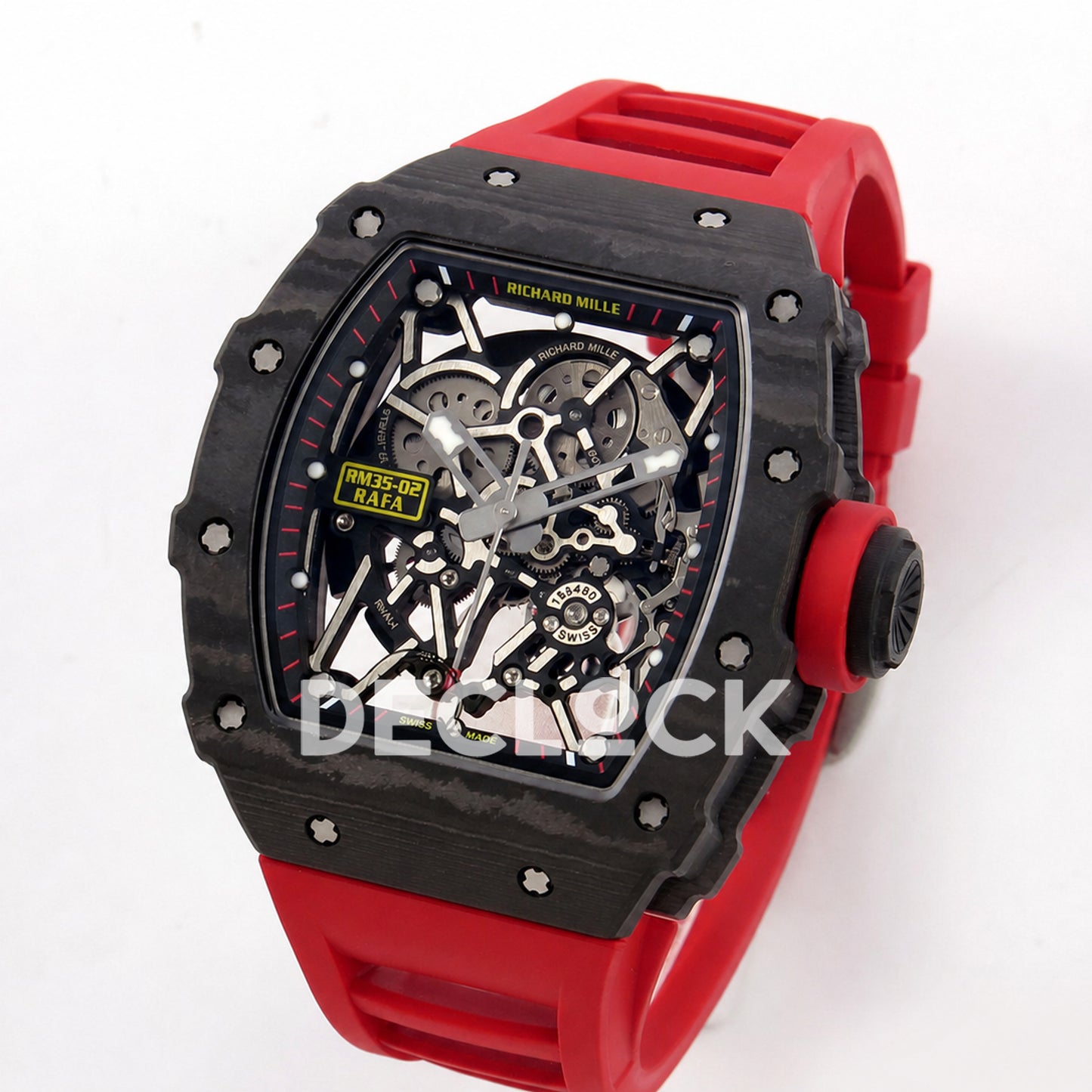 RM035-02 NTPT 1:1 Best Edition Skeleton Dial on Red Rubber Strap RMAL1 Super Clone (Free Sprung)