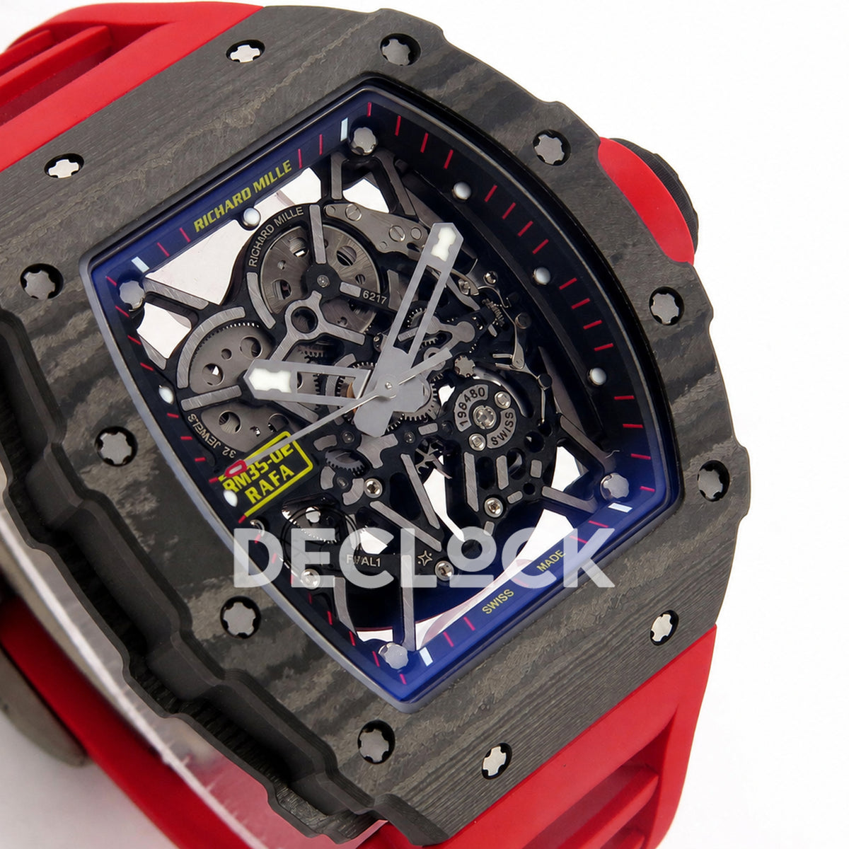 RM035-02 NTPT 1:1 Best Edition Skeleton Dial on Red Rubber Strap RMAL1 Super Clone (Free Sprung)