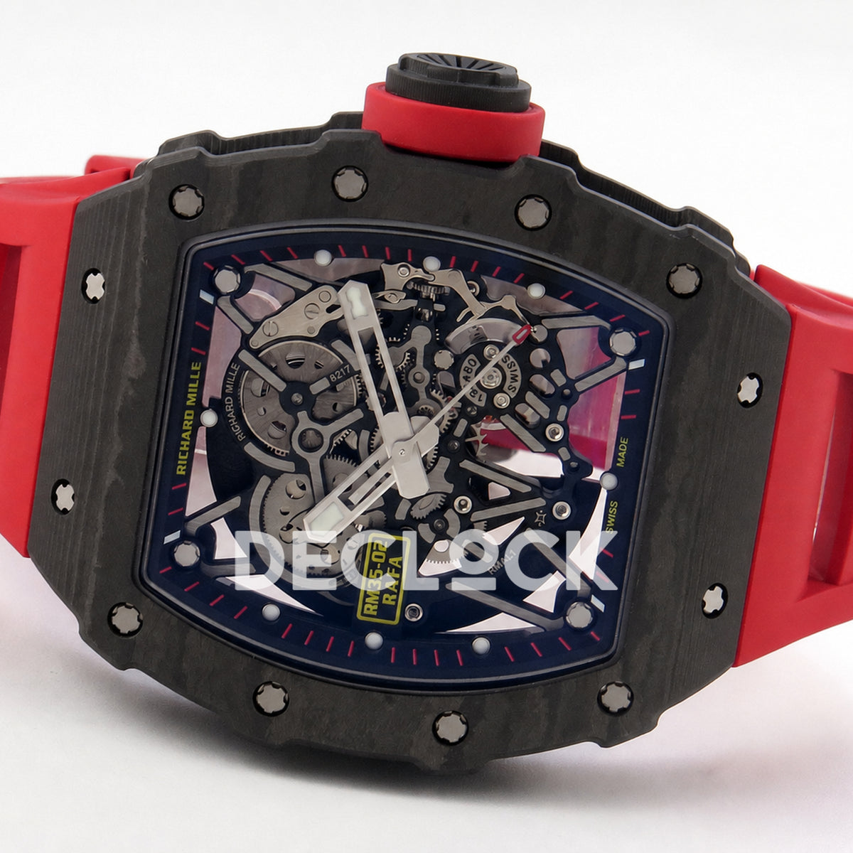 RM035-02 NTPT 1:1 Best Edition Skeleton Dial on Red Rubber Strap RMAL1 Super Clone (Free Sprung)