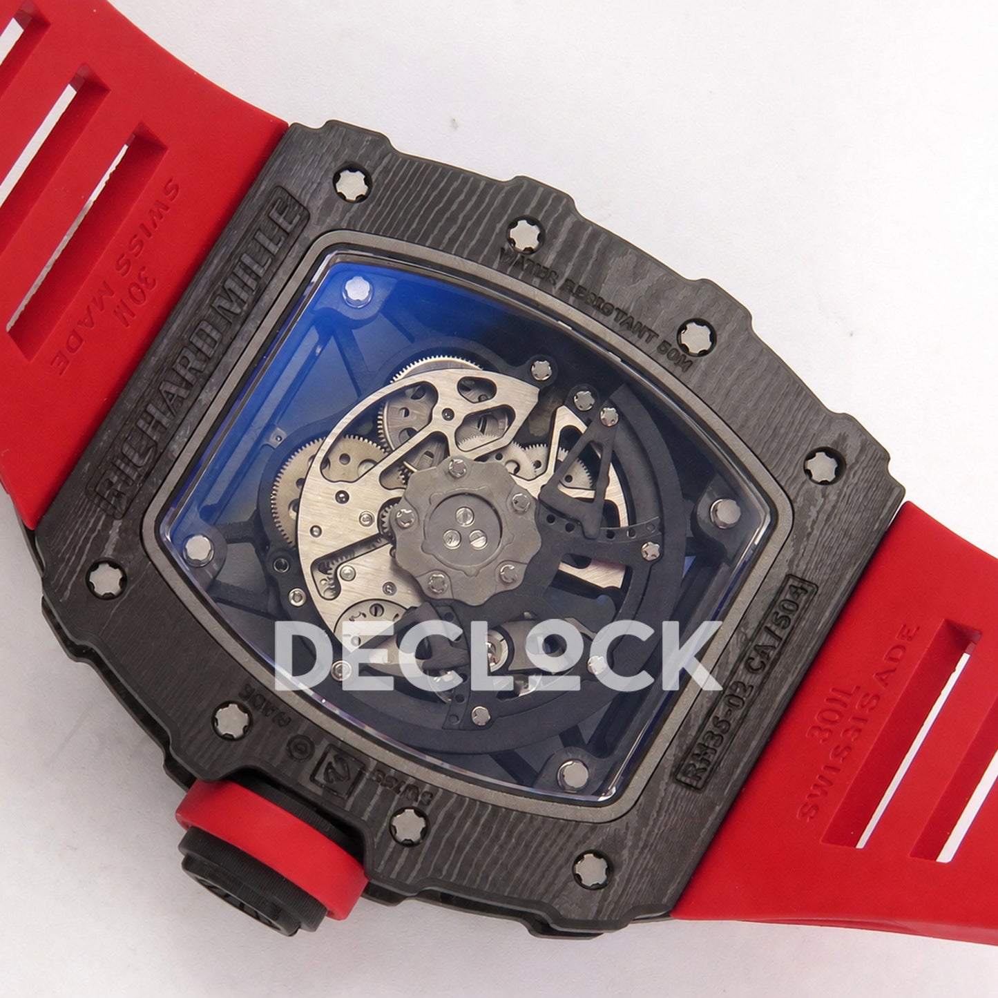 RM035-02 NTPT 1:1 Best Edition Skeleton Dial on Red Rubber Strap RMAL1 Super Clone (Free Sprung)