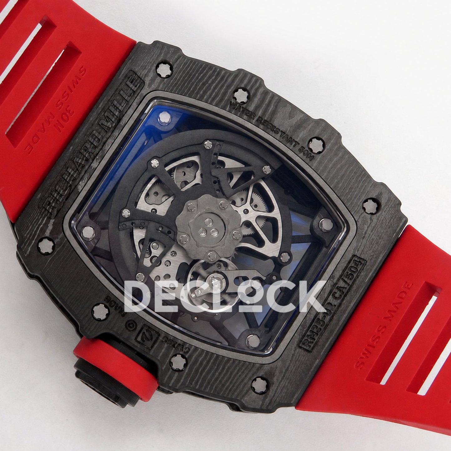 RM035-02 NTPT 1:1 Best Edition Skeleton Dial on Red Rubber Strap RMAL1 Super Clone (Free Sprung)