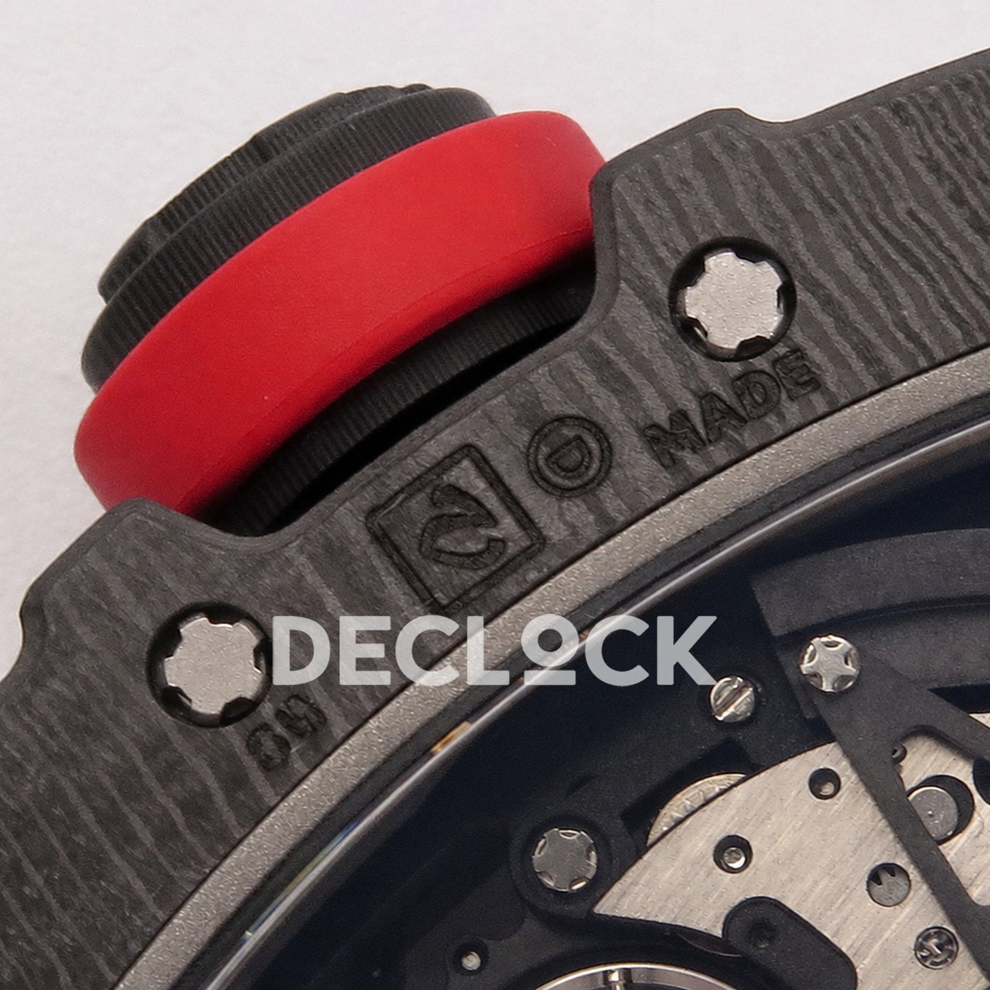RM035-02 NTPT 1:1 Best Edition Skeleton Dial on Red Rubber Strap RMAL1 Super Clone (Free Sprung)