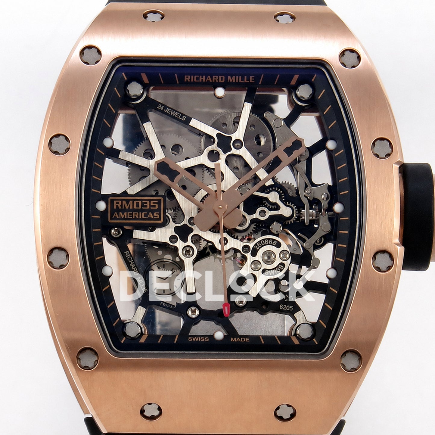 Richard Mille RM035 Americas RG Skeleton Dial on Black Rubber Strap RMUL1 Super Clone (Free Sprung)
