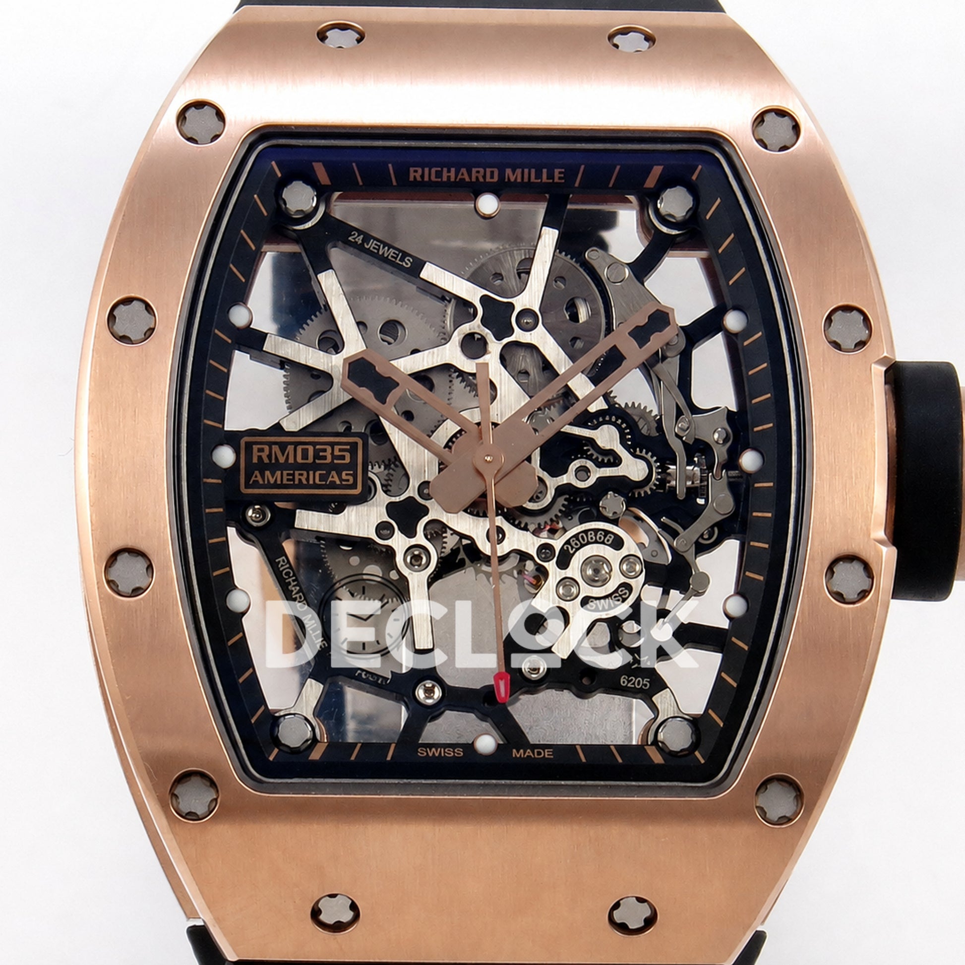 Richard Mille RM035 Americas RG Skeleton Dial on Black Rubber Strap RMUL1 Super Clone (Free Sprung)