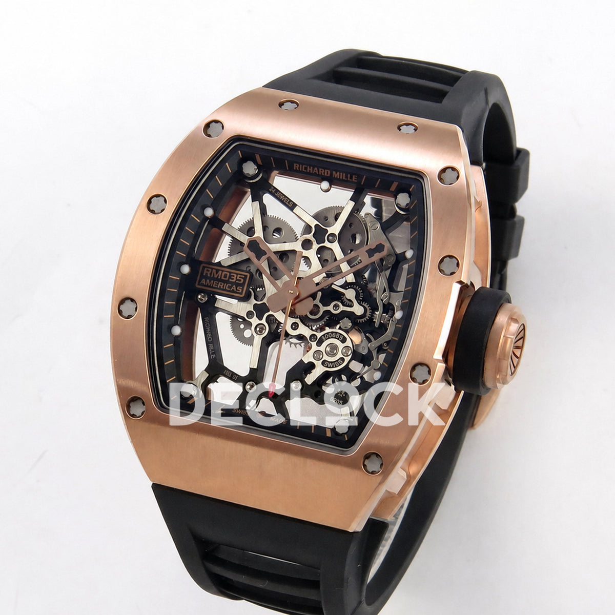 Richard Mille RM035 Americas RG Skeleton Dial on Black Rubber Strap RMUL1 Super Clone (Free Sprung)