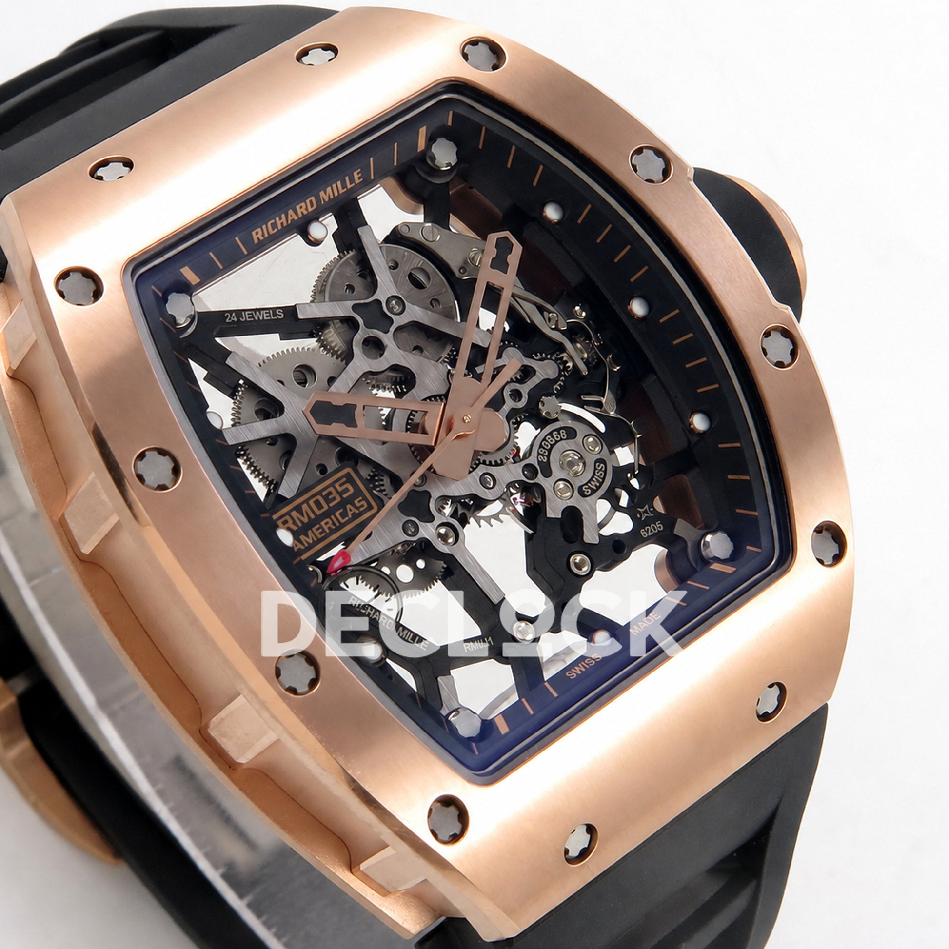 Richard Mille RM035 Americas RG Skeleton Dial on Black Rubber Strap RMUL1 Super Clone (Free Sprung)