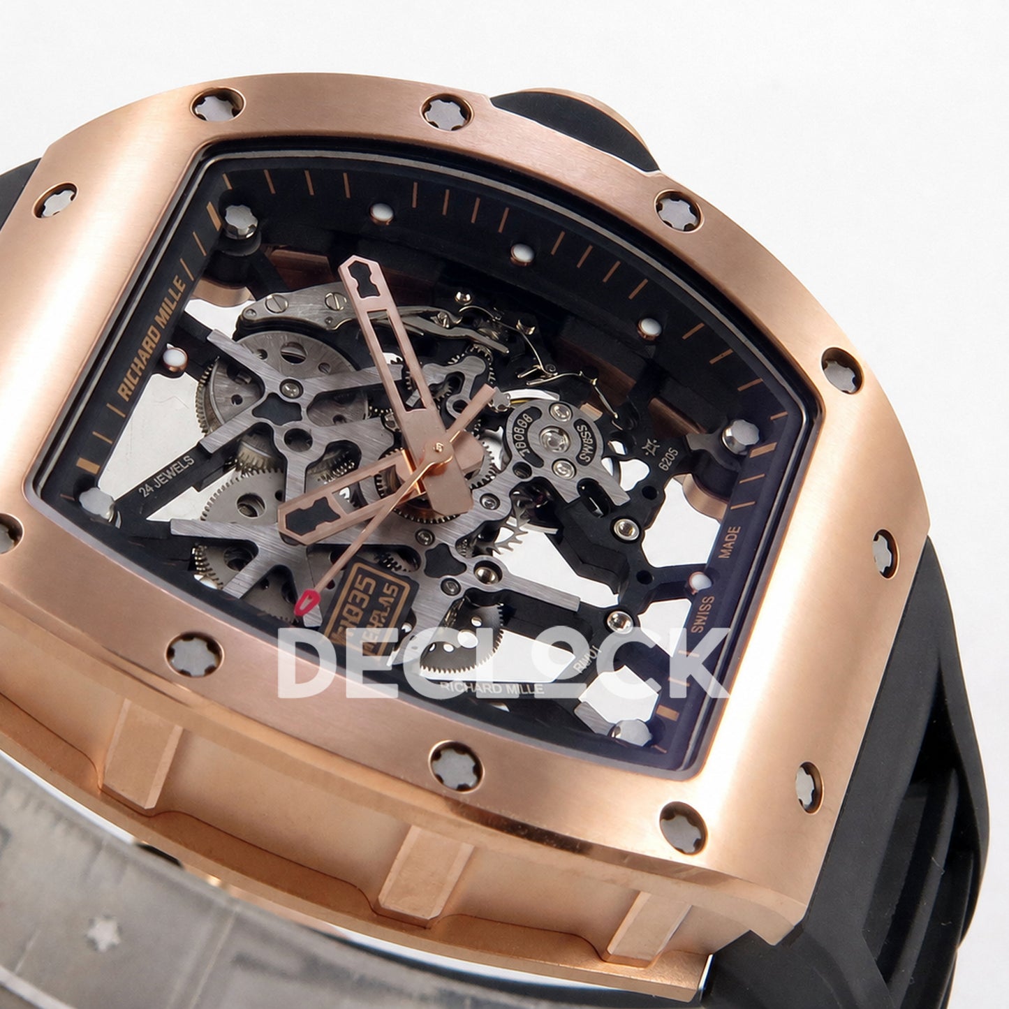 Richard Mille RM035 Americas RG Skeleton Dial on Black Rubber Strap RMUL1 Super Clone (Free Sprung)