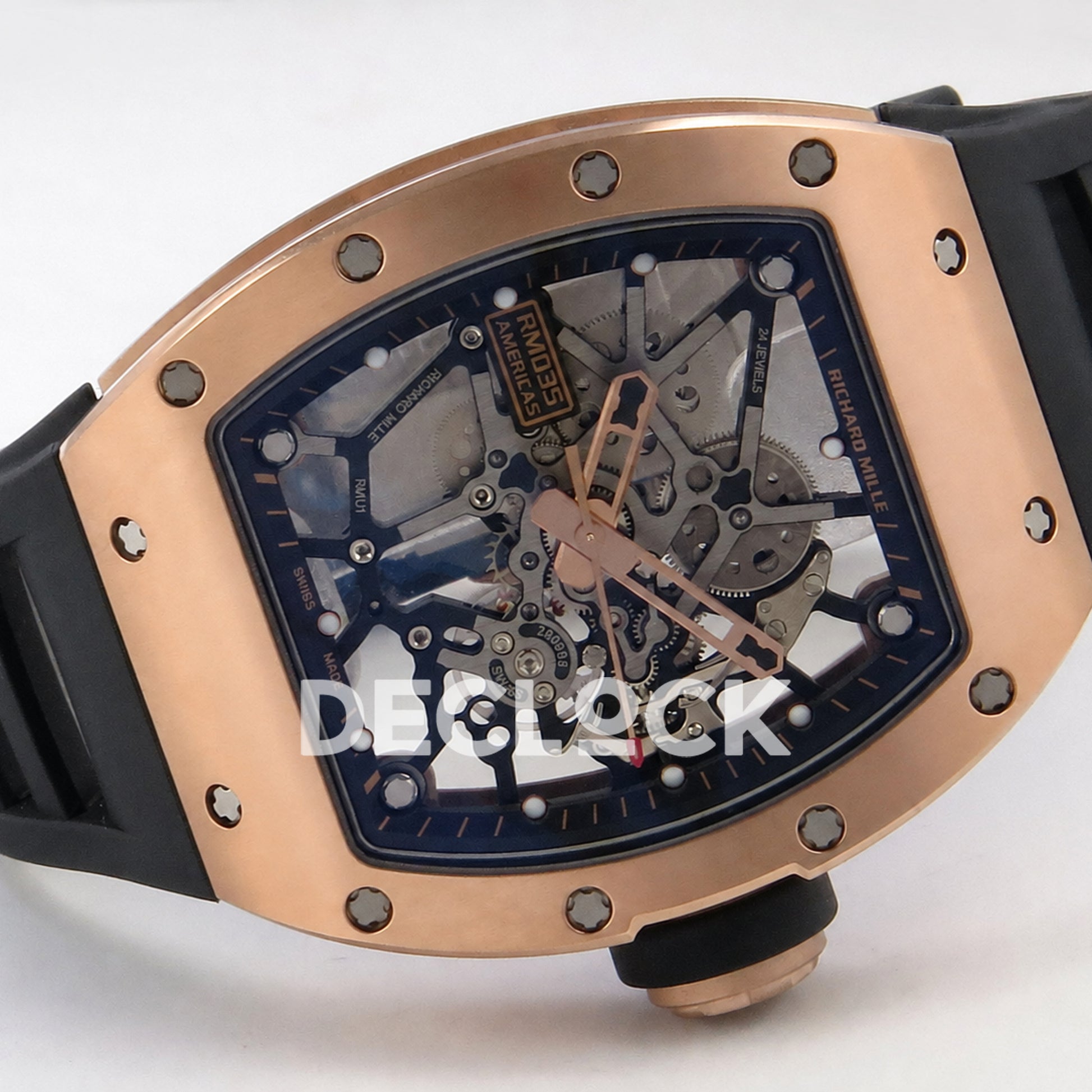 Richard Mille RM035 Americas RG Skeleton Dial on Black Rubber Strap RMUL1 Super Clone (Free Sprung)