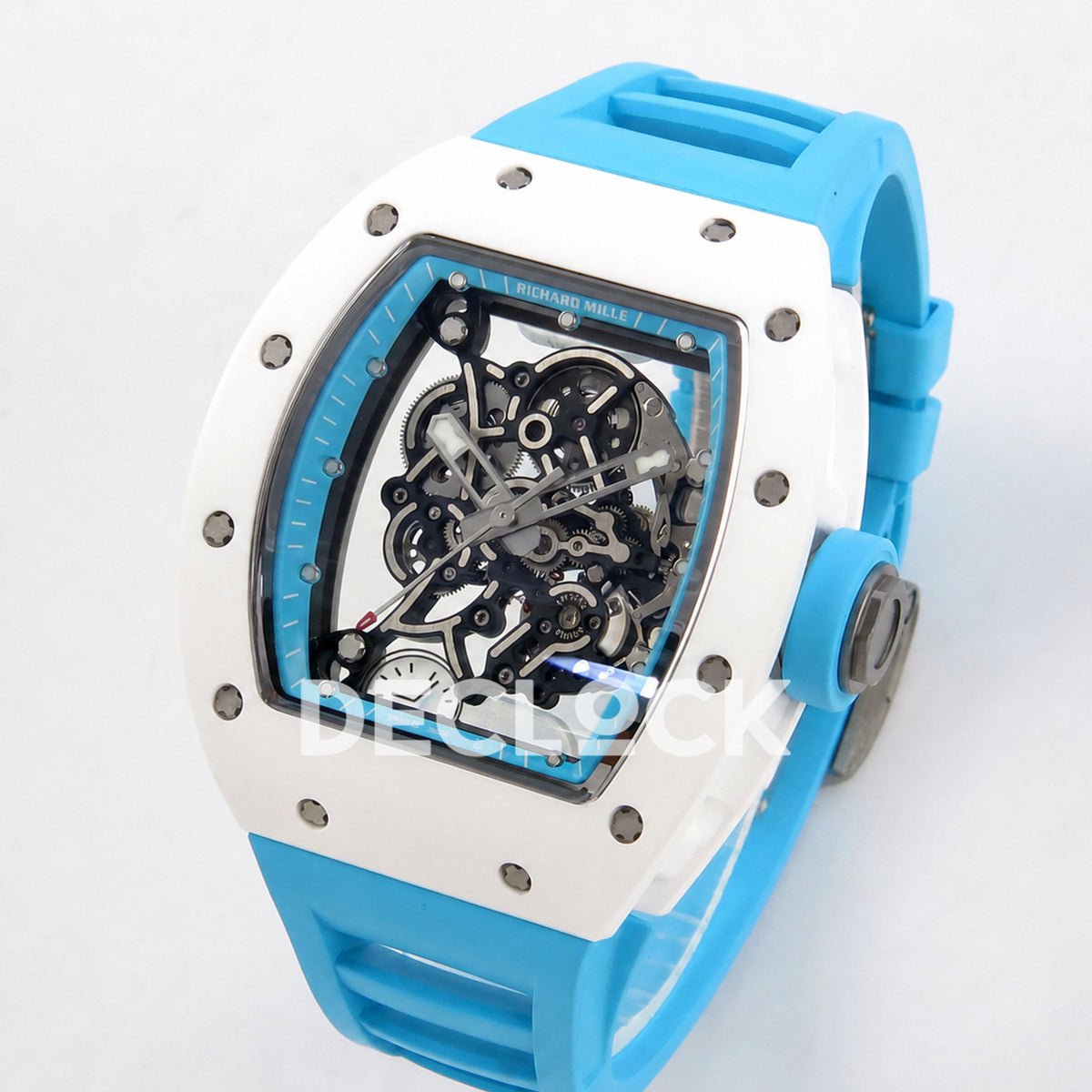 Richard Mille RM055 White Ceramic Blue Dial on Blue Rubber Strap RMUL2 Super Clone