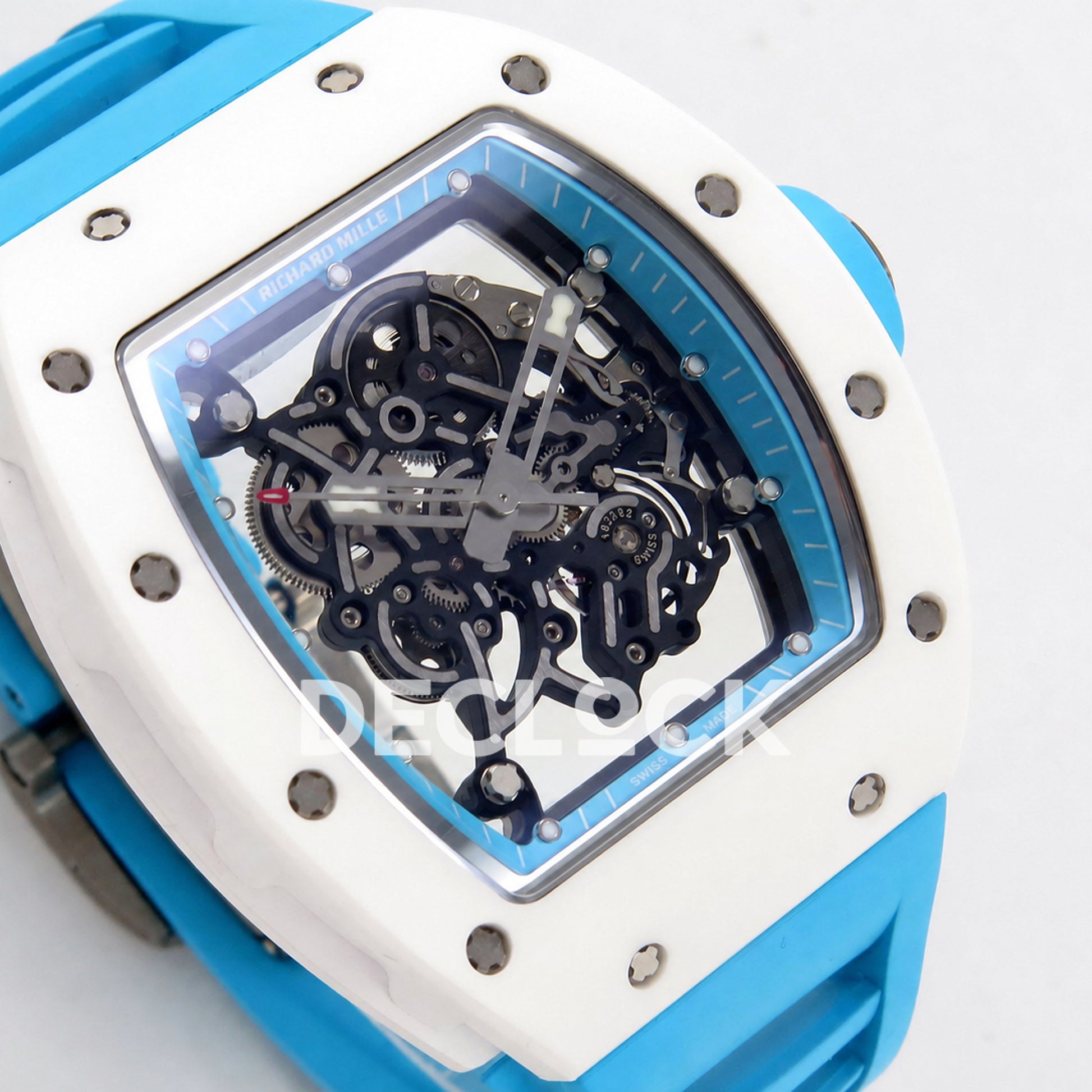 Richard Mille RM055 White Ceramic Blue Dial on Blue Rubber Strap RMUL2 Super Clone