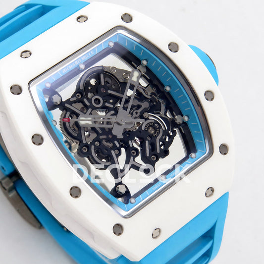 Richard Mille RM055 White Ceramic Blue Dial on Blue Rubber Strap RMUL2 Super Clone