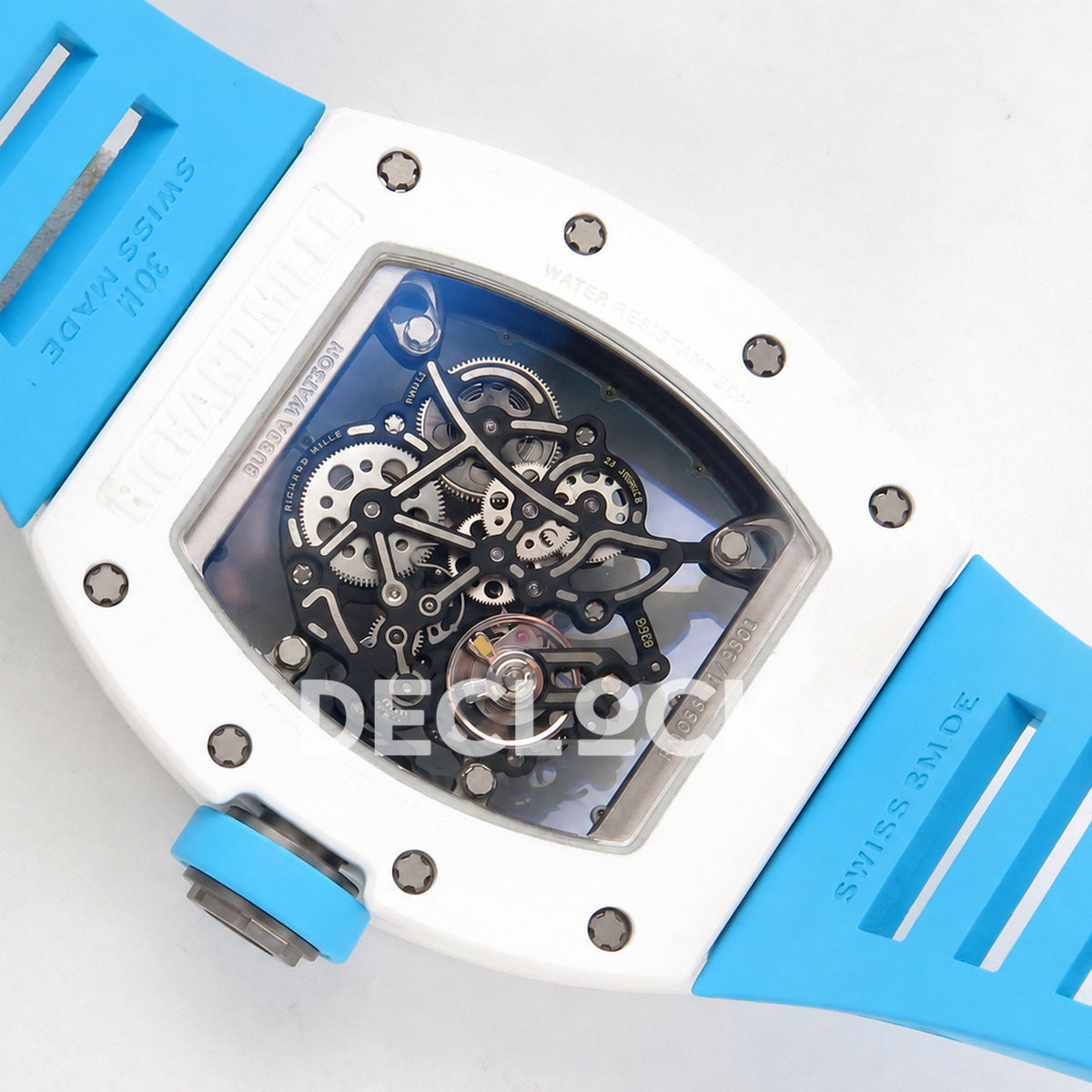 Richard Mille RM055 White Ceramic Blue Dial on Blue Rubber Strap RMUL2 Super Clone