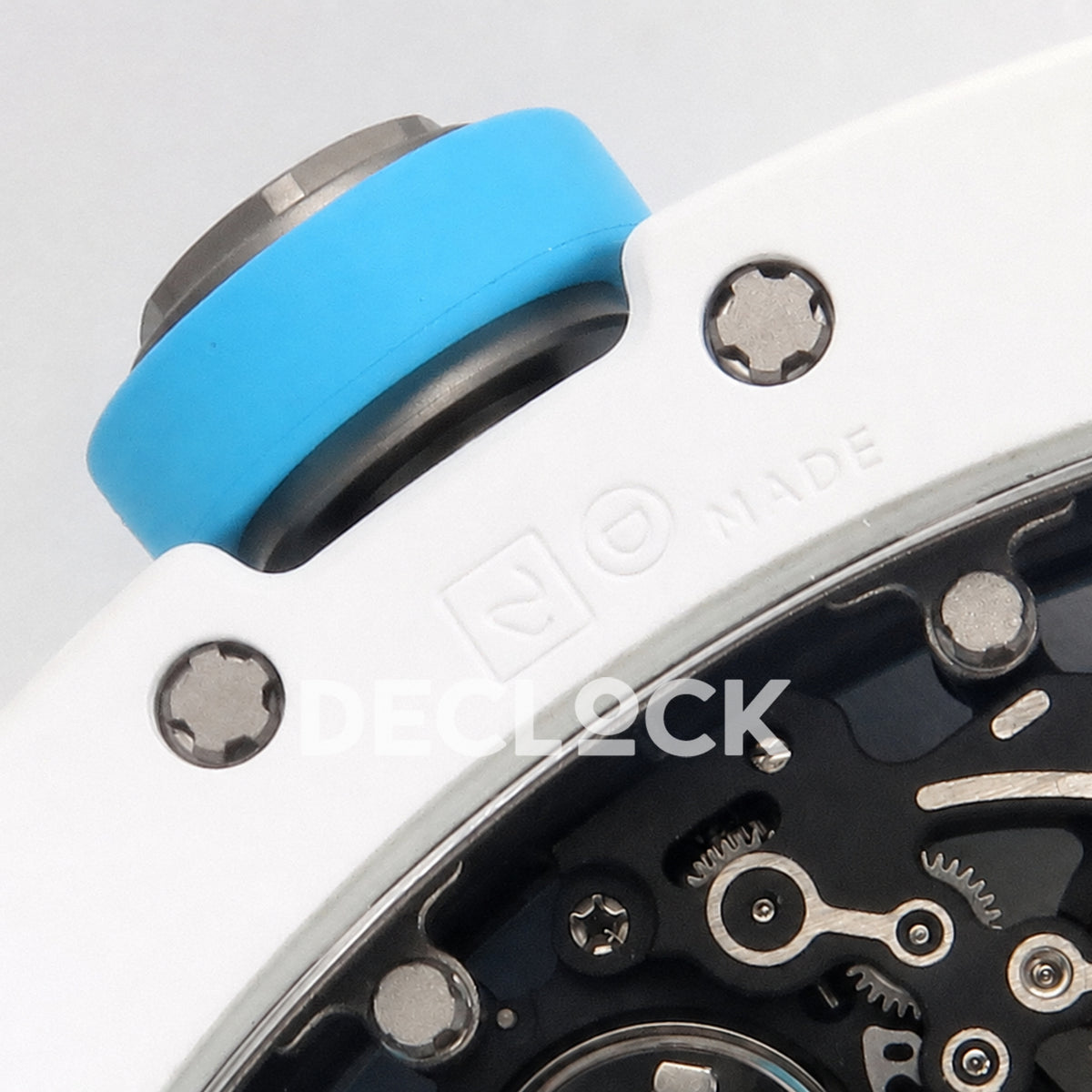 Richard Mille RM055 White Ceramic Blue Dial on Blue Rubber Strap RMUL2 Super Clone