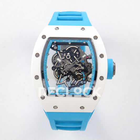 Richard Mille RM055 White Ceramic Blue Dial on Blue Rubber Strap RMUL2 Super Clone