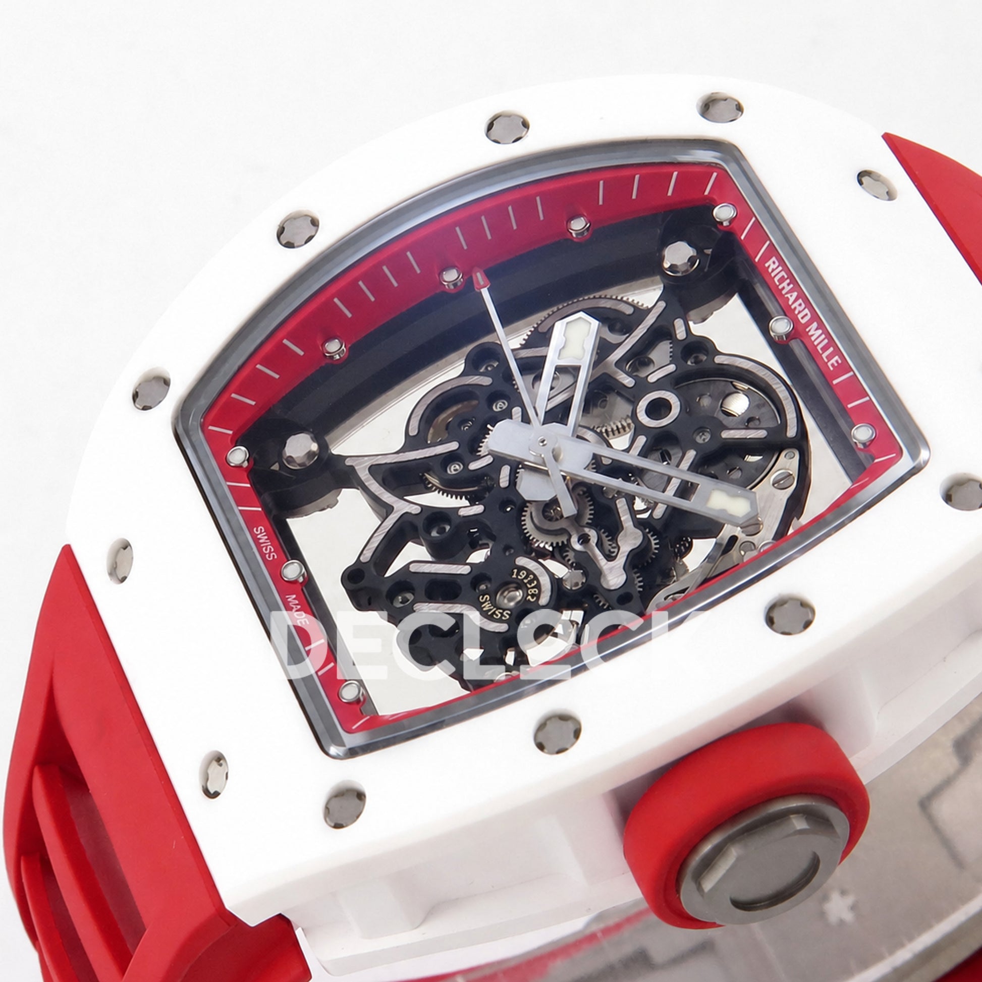 Richard Mille RM055 White Ceramic 1:1 Best Edition Red Dial on Red Rubber Strap RMUL2 Super Clone