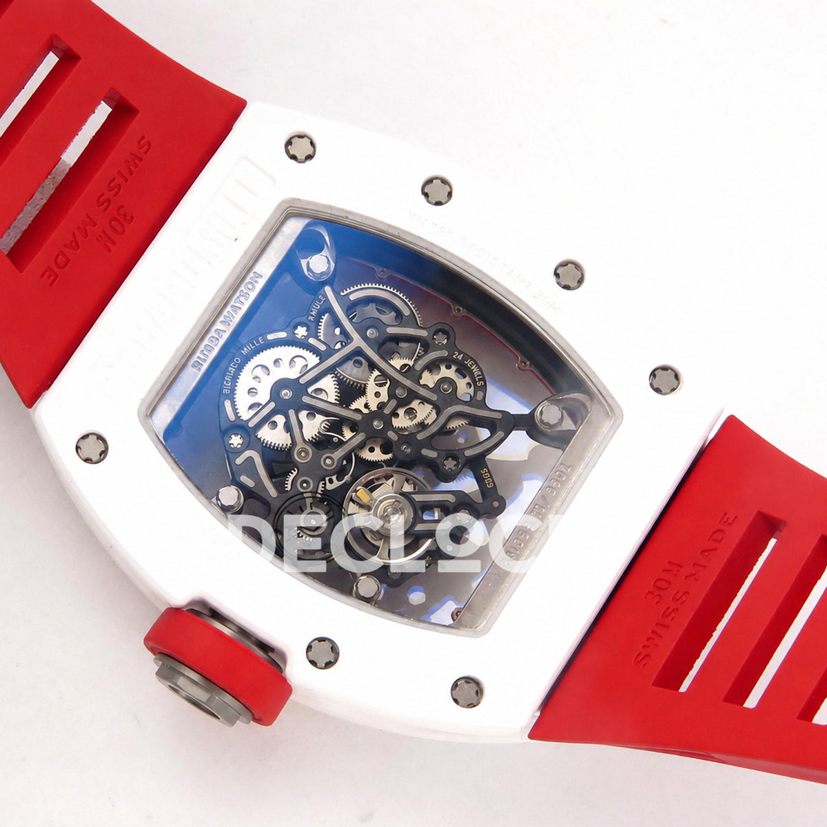 Richard Mille RM055 White Ceramic 1:1 Best Edition Red Dial on Red Rubber Strap RMUL2 Super Clone