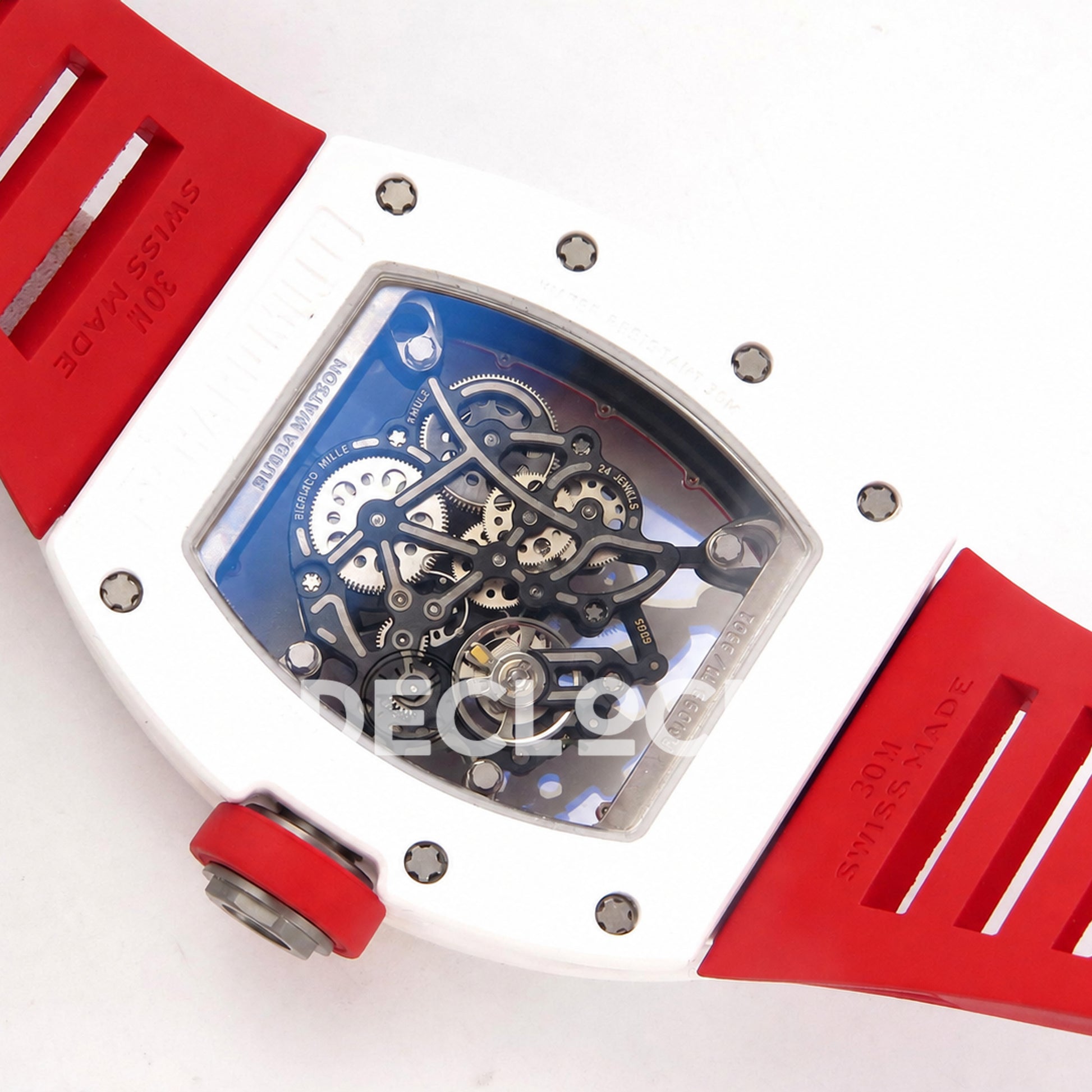 Richard Mille RM055 White Ceramic 1:1 Best Edition Red Dial on Red Rubber Strap RMUL2 Super Clone
