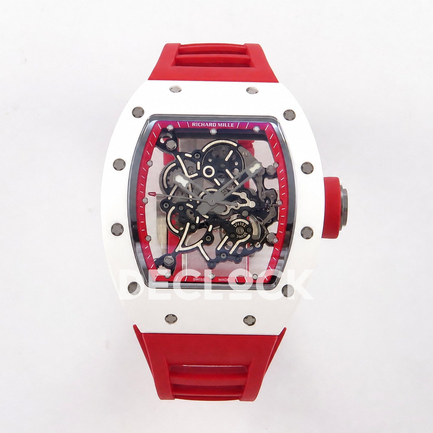 Richard Mille RM055 White Ceramic 1:1 Best Edition Red Dial on Red Rubber Strap RMUL2 Super Clone
