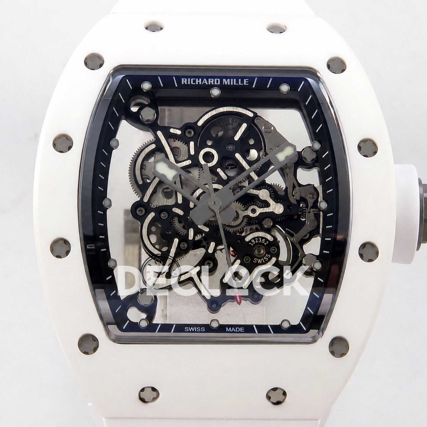 Richard Mille RM055 White Ceramic Edition Skeleton Dial on White Rubber Strap RMUL2 Super Clone