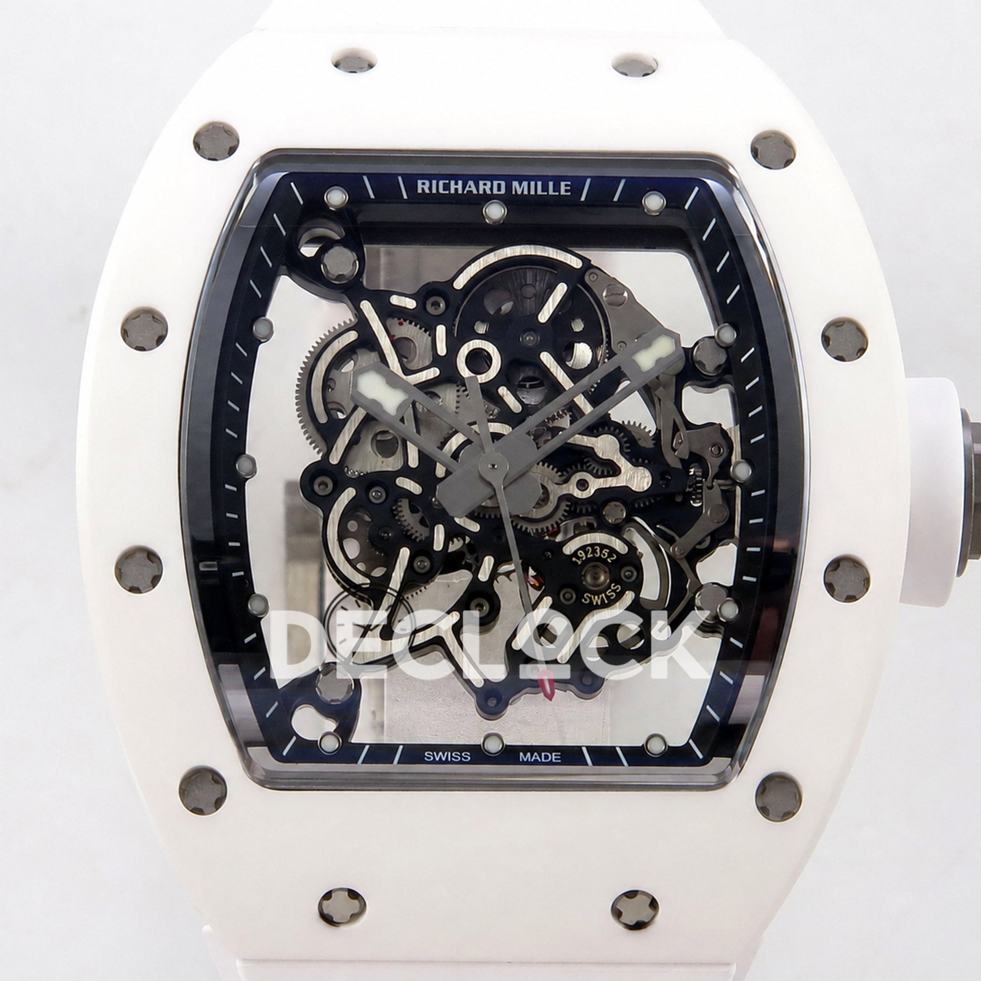 Richard Mille RM055 White Ceramic Edition Skeleton Dial on White Rubber Strap RMUL2 Super Clone