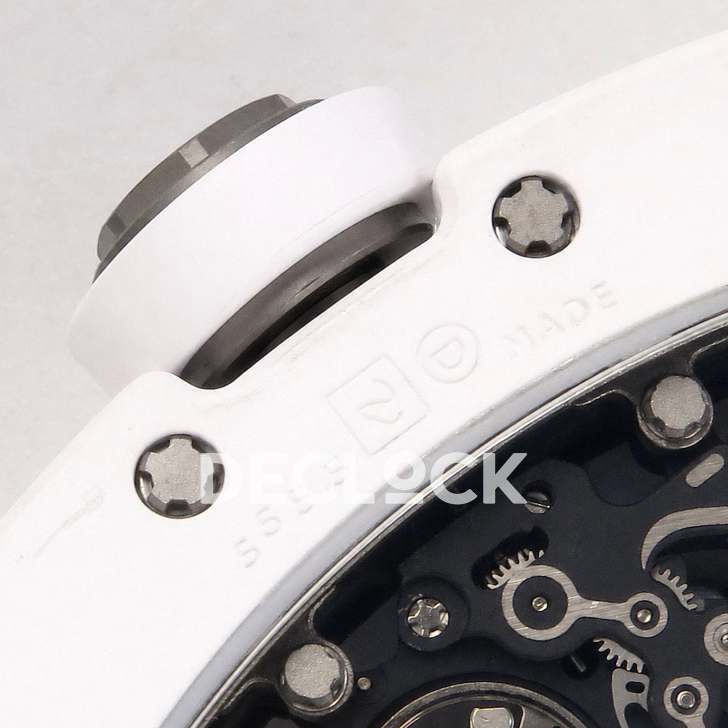 Richard Mille RM055 White Ceramic Edition Skeleton Dial on White Rubber Strap RMUL2 Super Clone