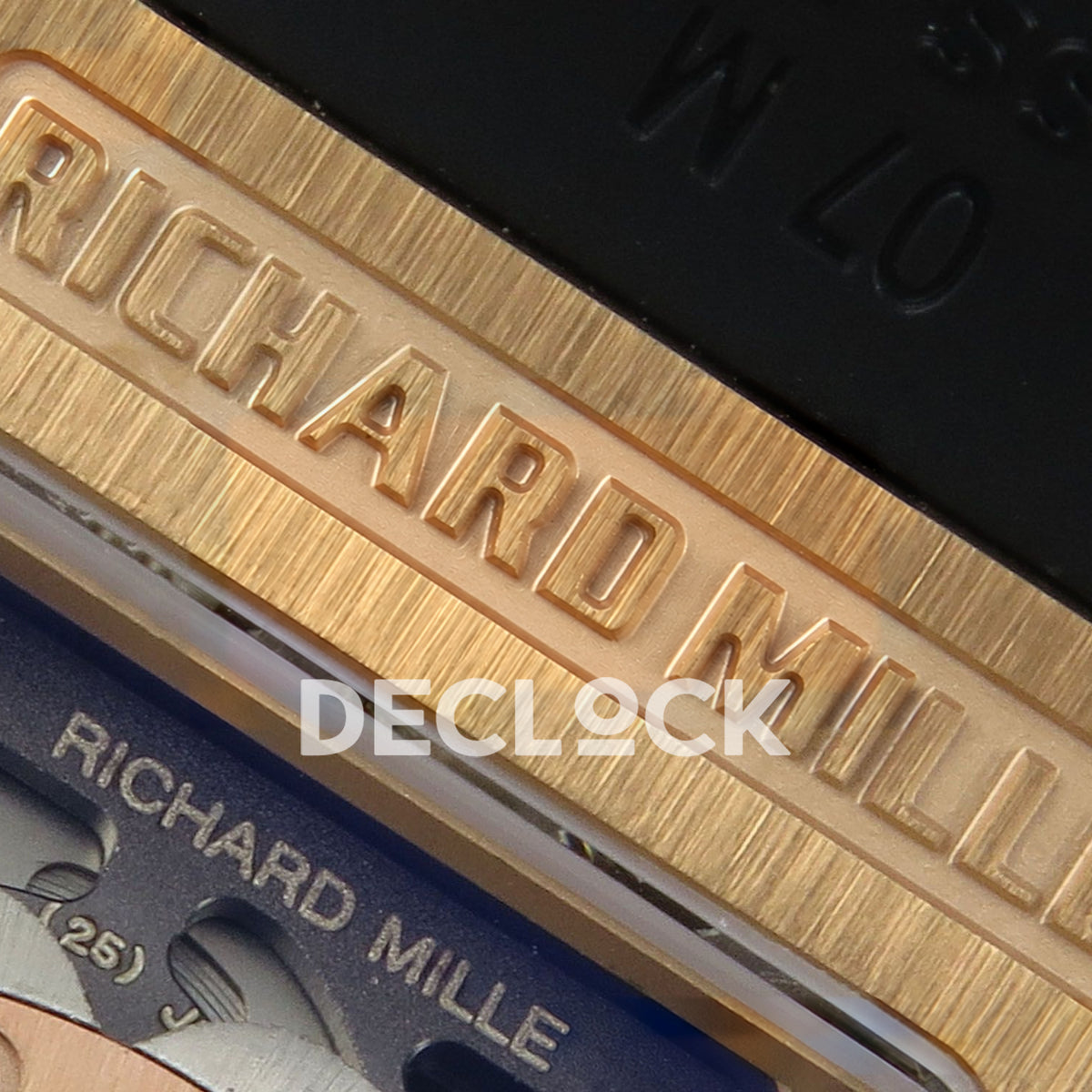 Richard Mille RM07-01 Grooved Gem Bezel Gold Tone Black Dial Black Rubber ZF CRMA2 replica - caseback brand engraving