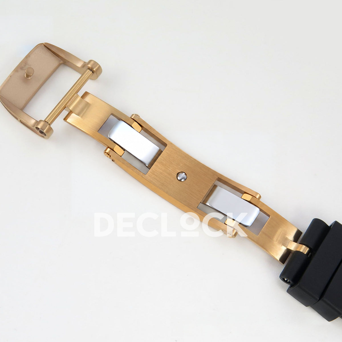 Richard Mille RM07-01 Grooved Gem Bezel Gold Tone Black Dial Black Rubber ZF CRMA2 replica - open clasp