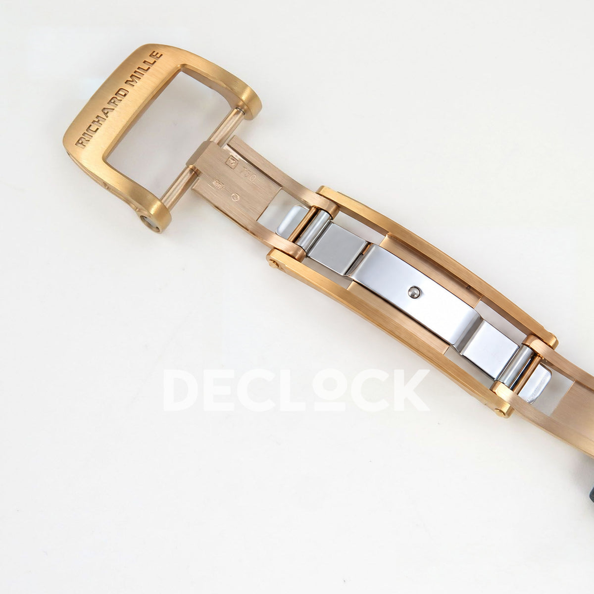 Richard Mille RM07-01 Grooved Gem Bezel Gold Tone Black Dial Black Rubber ZF CRMA2 replica - open clasp reverse