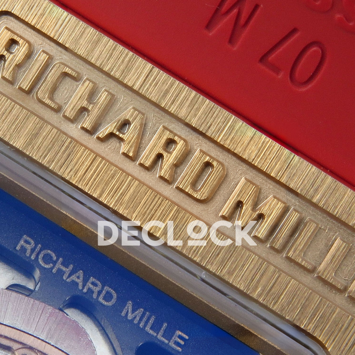 Richard Mille RM07-01 Grooved Gem Bezel Gold Tone Red Dial Red Rubber ZF CRMA2 replica - caseback brand engraving