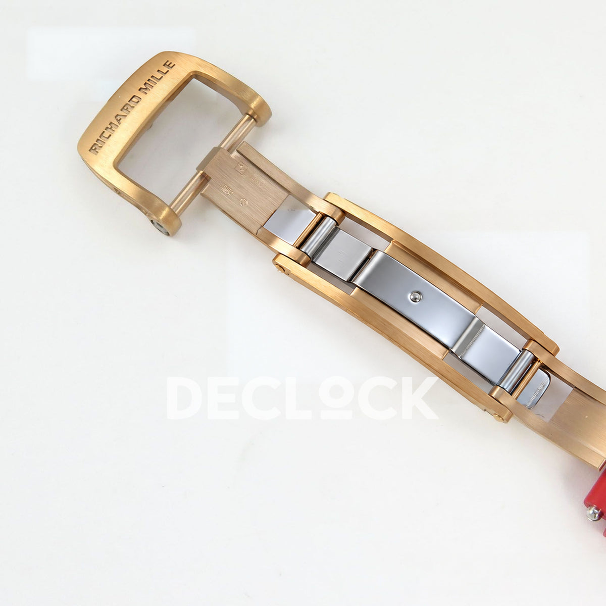 Richard Mille RM07-01 Grooved Gem Bezel Gold Tone Red Dial Red Rubber ZF CRMA2 replica - open clasp reverse