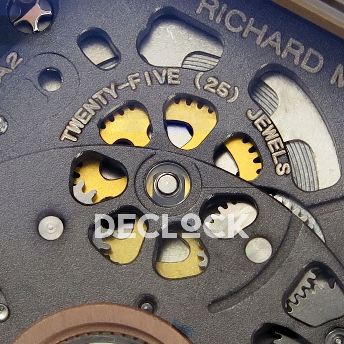Richard Mille RM07-01 Grooved Gem Bezel Gold Tone Red Dial White Rubber ZF CRMA2 replica - calibre engraving