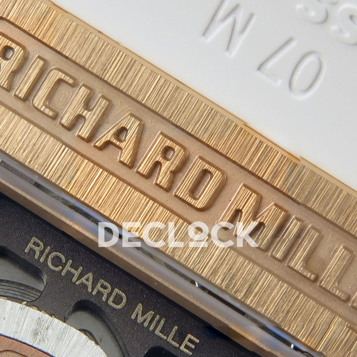 Richard Mille RM07-01 Grooved Gem Bezel Gold Tone Red Dial White Rubber ZF CRMA2 replica - caseback brand engraving