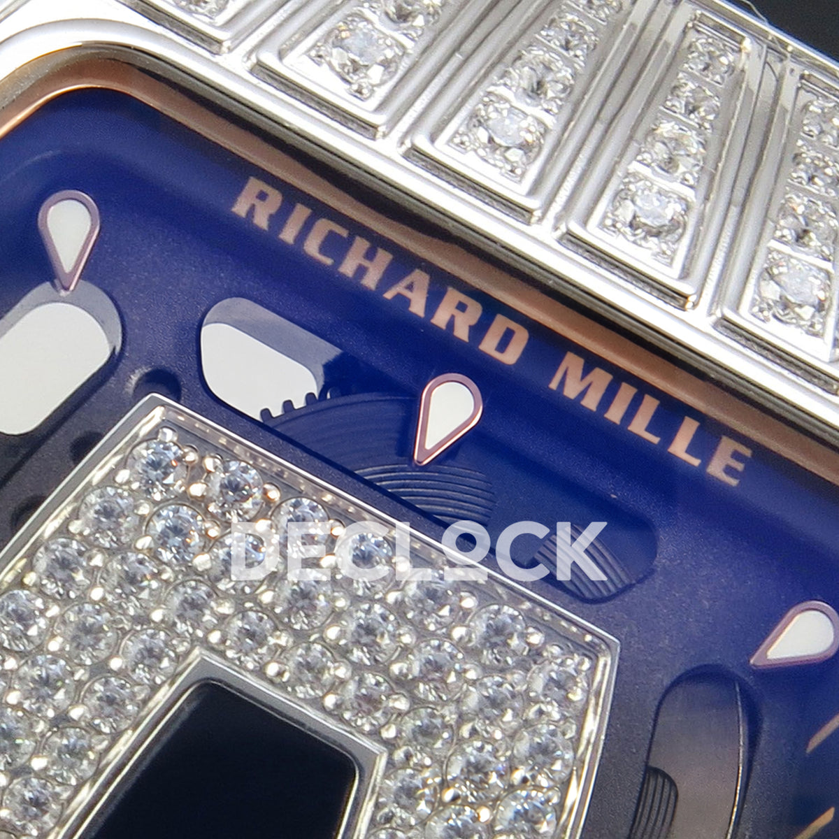 Richard Mille RM07-01 Grooved Gem Bezel Steel Black Dial Black Rubber ZF CRMA2 replica - dial upper detail