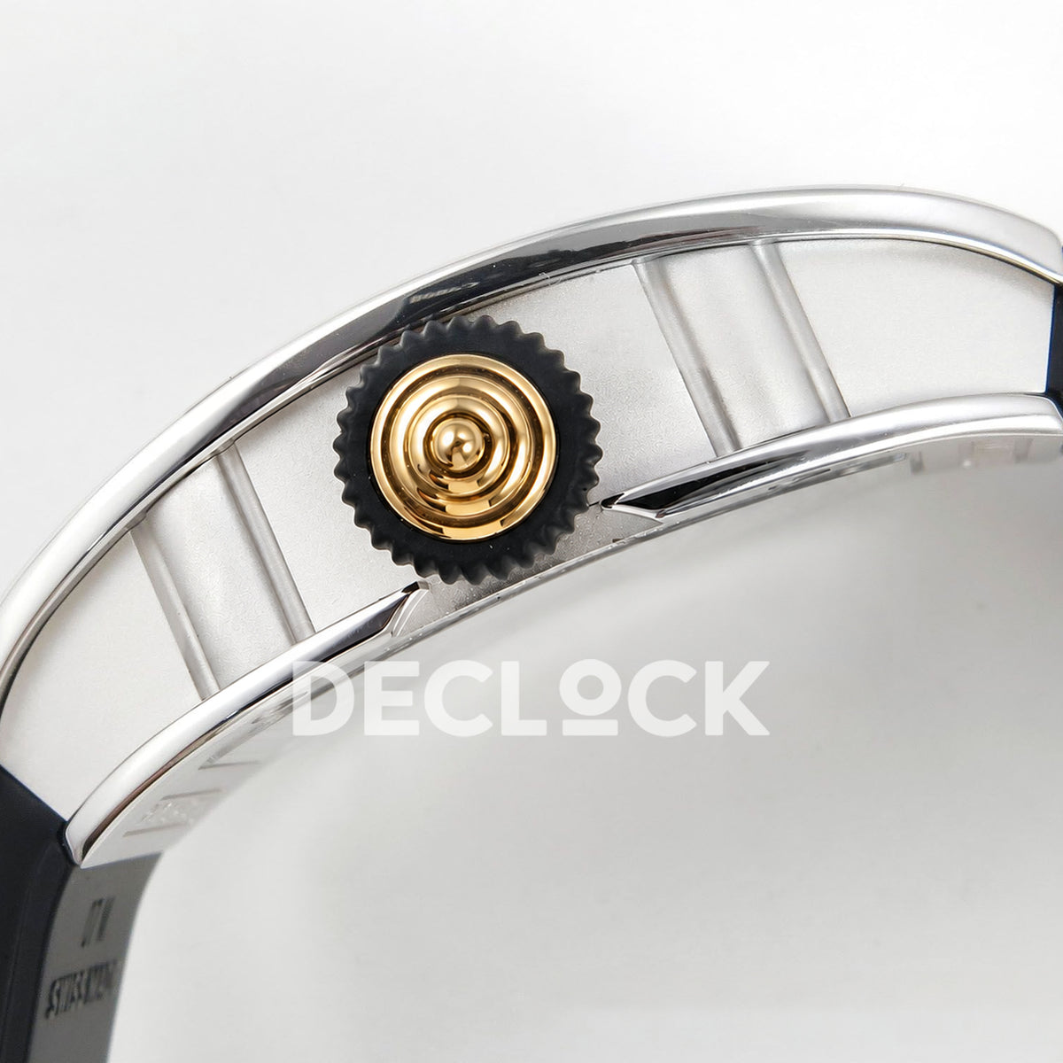 Richard Mille RM07-01 Grooved Gem Bezel Steel Black Dial Black Rubber ZF CRMA2 replica - crown side